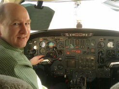 Pilot Stu tries on a Citation II